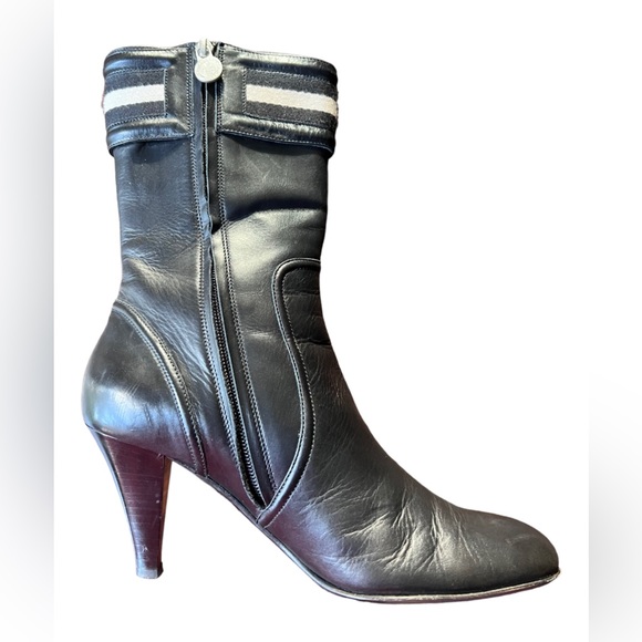BALLY Black Leather Mid-Calf Boots Size 8.5 - Picture 11 of 16